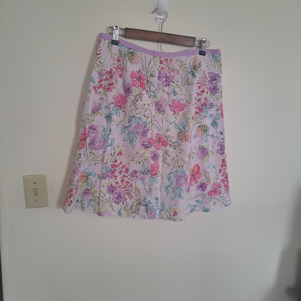 Rafaella Skirt  Pastel Floral Short Midi Skirt - Pink & Lavender Size 12